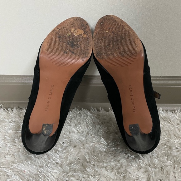 Franco Sarto Black Suede Buckle Ankle Boots - Picture 8 of 9